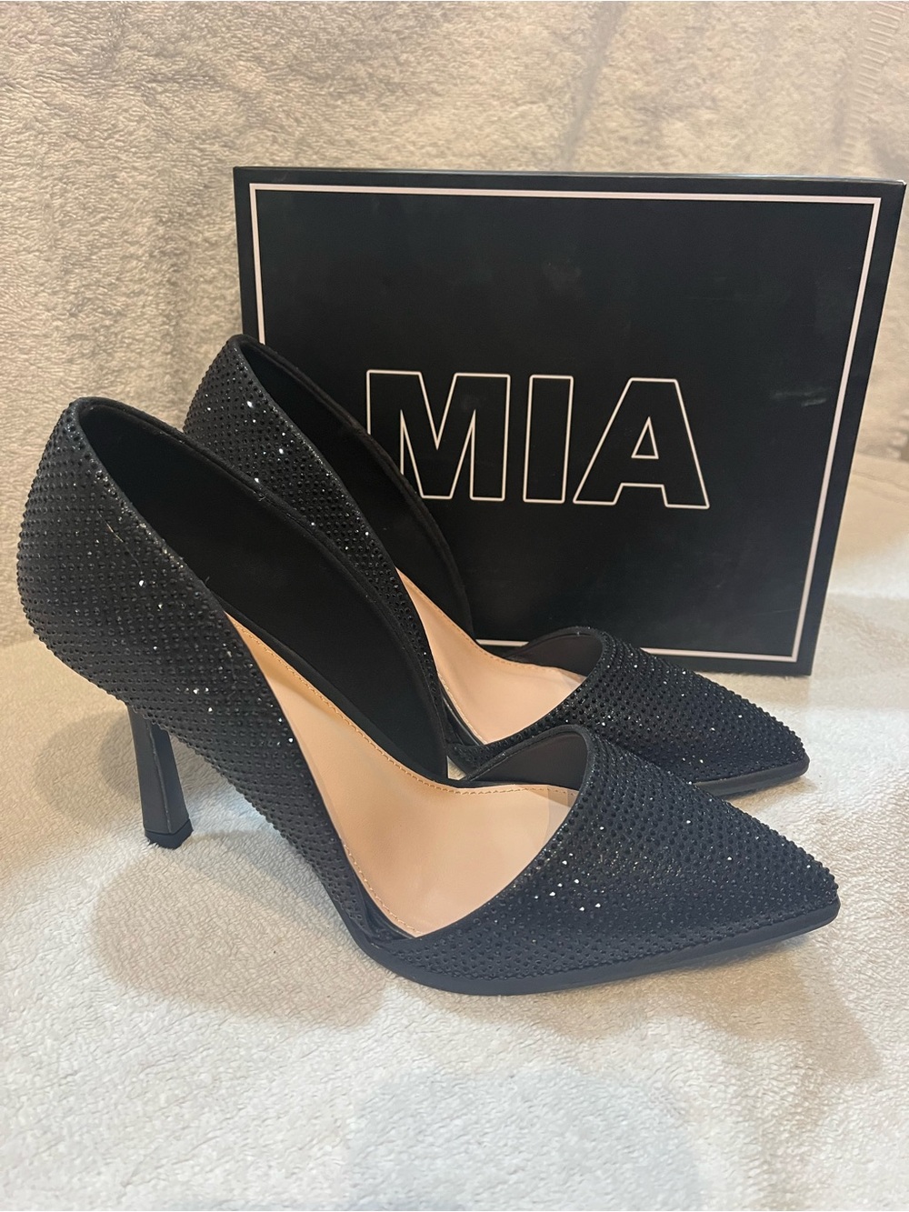 MIA Black Embellished Pointed-Toe Heels - Worn Once - Size 8.5